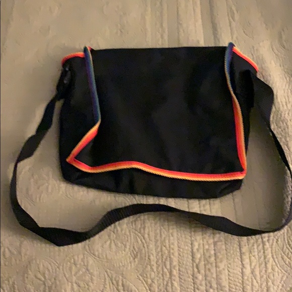 Rainbow trim black delias messenger bag - Picture 3 of 4